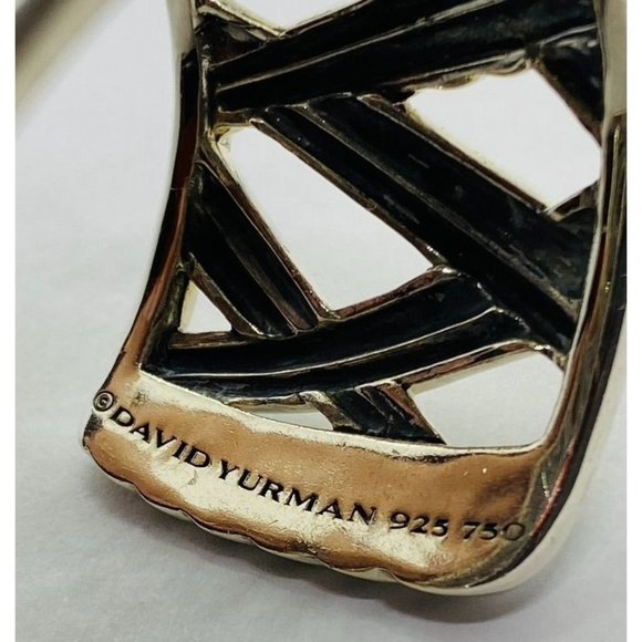David Yurman Sterling Silver 18k Gold Papyrus Two Tone Wide Cuff Bangle Bracelet - Picture 6 of 10